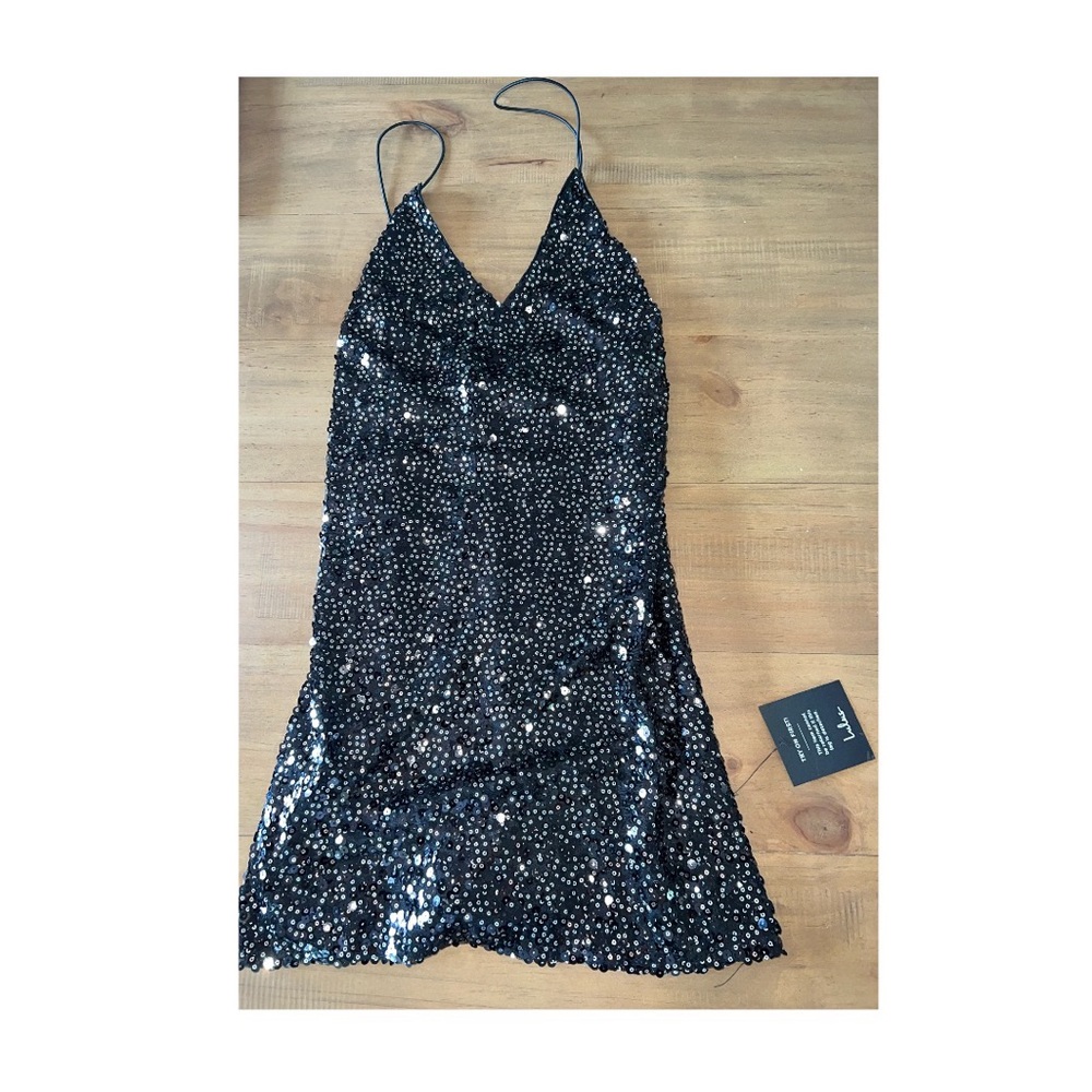 Lulu’s Force of Fashion Black Backless Sequin Mini Dress